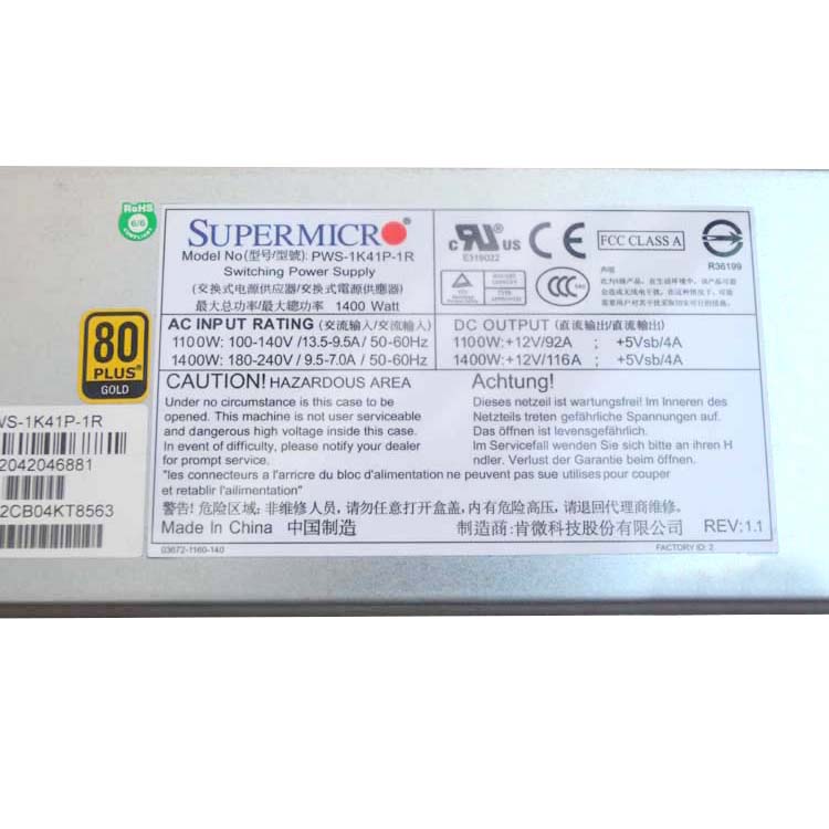 зарядки для SUPERMICRO Supermicro PWS-1K41P-1R